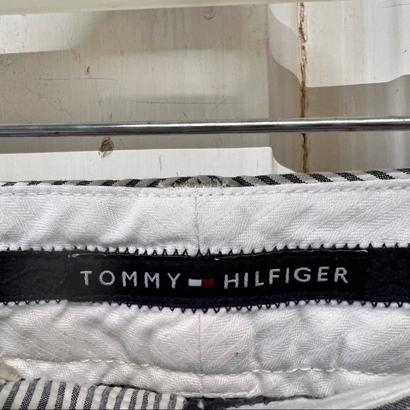 tommy hilfiger women's 10 navy pin stripe capri capris seer sucker - Picture 5 of 6